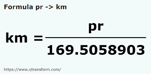 formule Tiges en Kilomètres - pr en km