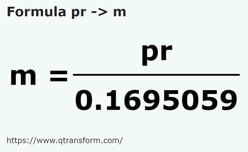 formule Prajini naar Meter - pr naar m