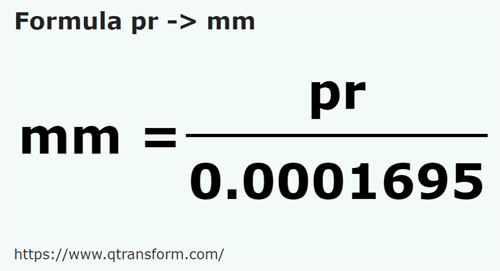 formula Palos a Milímetro - pr a mm