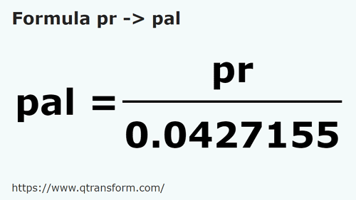 formula стержень в Пядь - pr в pal