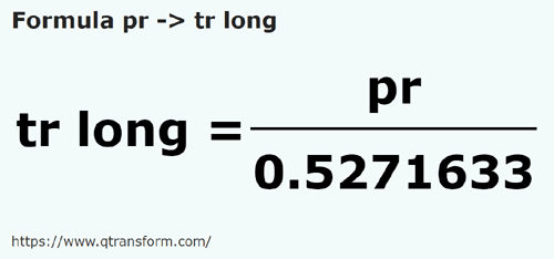 formula Tiang kepada Kayu pengukur panjang - pr kepada tr long