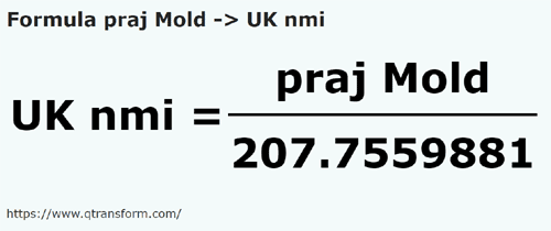 vzorec Prajini (Moldova) na Námořní míle UK - praj Mold na UK nmi