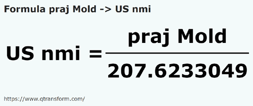 vzorec Prajini (Moldova) na Námořní míle USA - praj Mold na US nmi