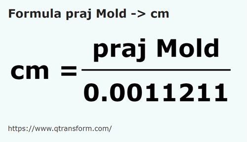 umrechnungsformel Prajina (Moldawien) in Zentimeter - praj Mold in cm