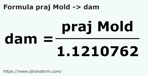 formula стержень (Молдавия) в декаметр - praj Mold в dam