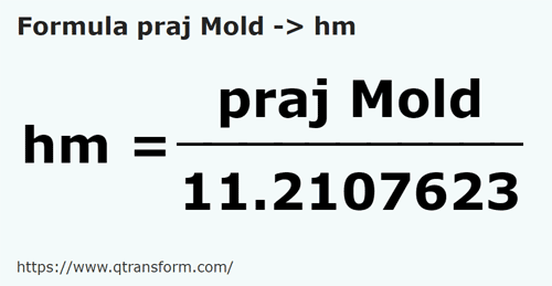 formule Prajini (Moldova) naar Hectometer - praj Mold naar hm
