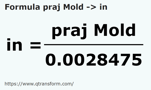 formula Prajini (Moldova) em Polegadas - praj Mold em in
