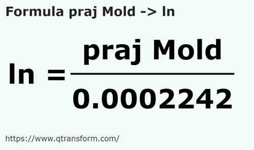 umrechnungsformel Prajina (Moldawien) in Leitung - praj Mold in ln