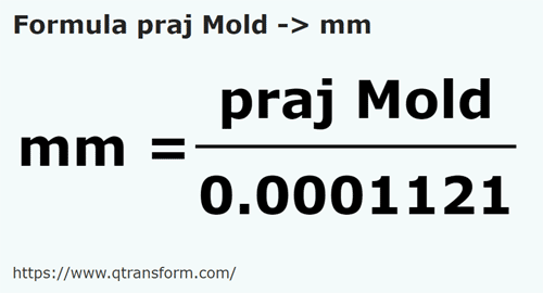 umrechnungsformel Prajina (Moldawien) in Millimeter - praj Mold in mm