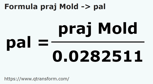 formula Tiang (Moldavia) kepada Jengkal - praj Mold kepada pal