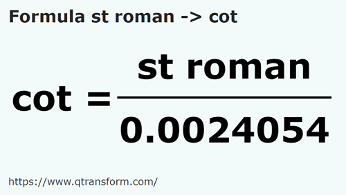 formula Roman stadiums to Cubits - st roman to cot