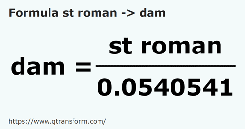 formula Estadio romano a Decámetros - st roman a dam
