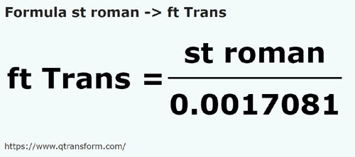 formula Roman stadiums to Feet (Transilvania) - st roman to ft Trans