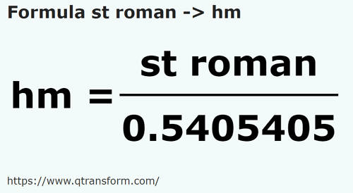 formula Stadio romano in Ectometri - st roman in hm