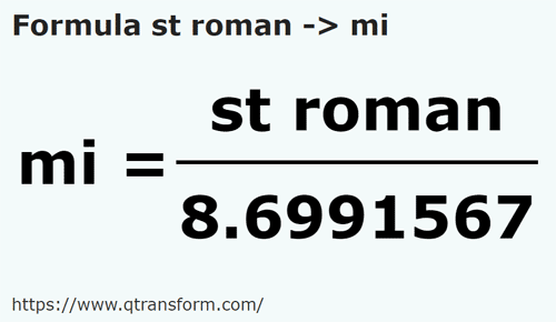 formule Romeinse stadia naar Mijl - st roman naar mi
