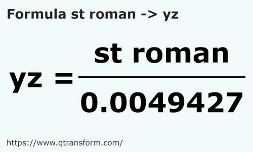 formule Romeinse stadia naar Yard - st roman naar yz