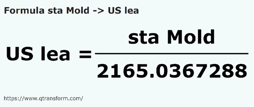 formule Stânjens (Moldova) en Lieues américaines - sta Mold en US lea