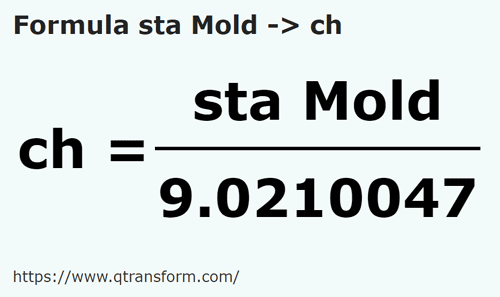 umrechnungsformel Stânjene (Moldova) in Chains - sta Mold in ch
