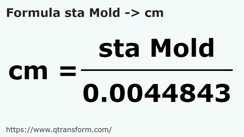 formula Stânjeni (Moldavia) kepada Sentimeter - sta Mold kepada cm