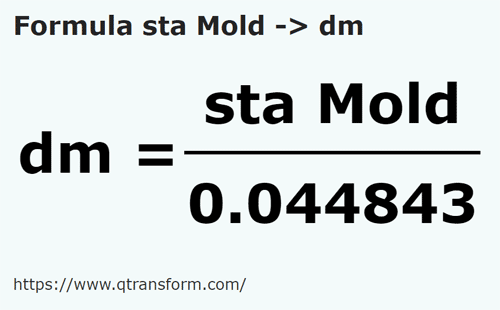 formula Stânjeni (Moldova) in Decimetri - sta Mold in dm