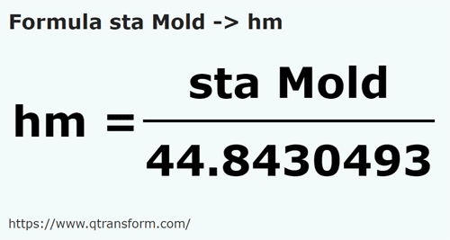 formula Stânjeni (Moldavia) kepada Hektometer - sta Mold kepada hm
