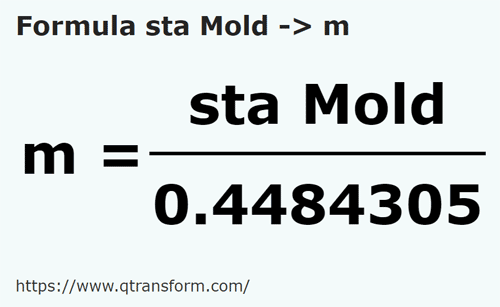 umrechnungsformel Stânjene (Moldova) in Meter - sta Mold in m