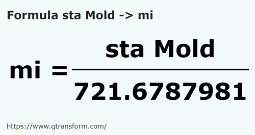 umrechnungsformel Stânjene (Moldova) in Meile - sta Mold in mi