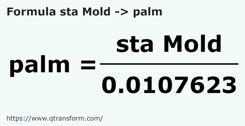 formula Stânjeni (Moldavia) kepada Tapak tangan - sta Mold kepada palm