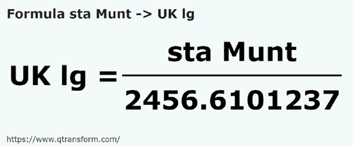 formula Stânjens (Muntenia) em Léguas imperials - sta Munt em UK lg