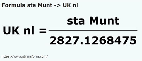formula Fathoms (Muntenia) to UK nautical leagues - sta Munt to UK nl