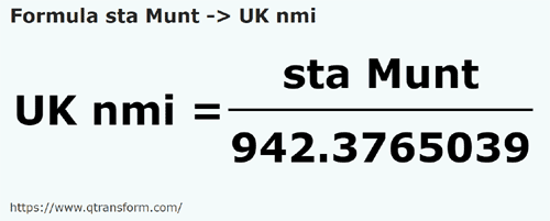 formula Stânjeny (Muntenia) na Mila morska brytyjska - sta Munt na UK nmi