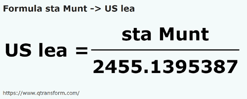 formula Stânjens (Muntenia) em Léguas americanas - sta Munt em US lea