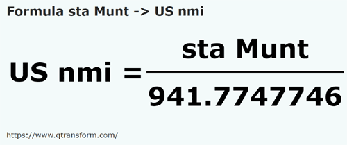 formule Stânjeni (Munténie) en Milles marin américaines - sta Munt en US nmi