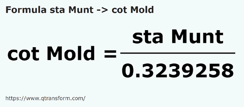 formula Станжен (Гора) в локоть (Молдова - sta Munt в cot Mold