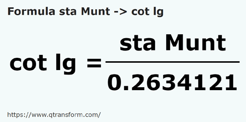 formula Stânjeni (Muntenia) kepada Hasta yang panjang - sta Munt kepada cot lg