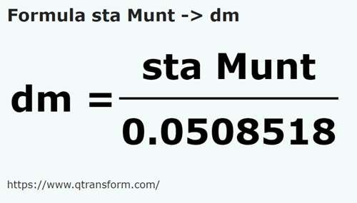 formule Stânjeni (Muntenië) naar Decimeter - sta Munt naar dm