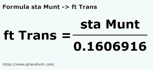 umrechnungsformel Stânjeni (Muntenia) in Fuße (Transilvania) - sta Munt in ft Trans