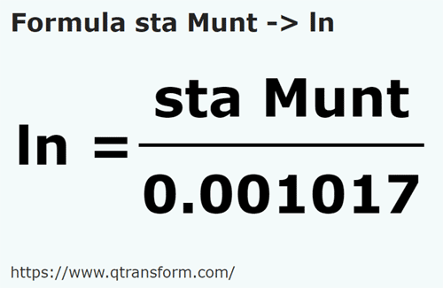 umrechnungsformel Stânjeni (Muntenia) in Leitung - sta Munt in ln