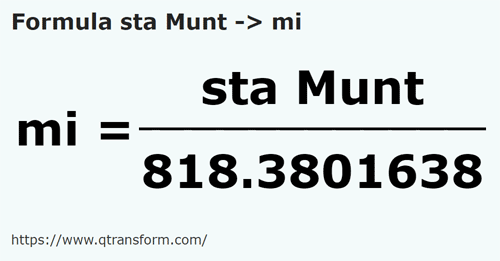 formula Станжен (Гора) в миля - sta Munt в mi