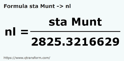 formula Fathoms (Muntenia) to Nautical leagues - sta Munt to nl