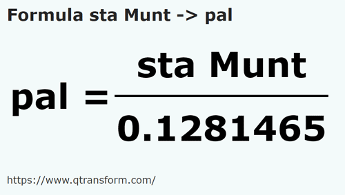formula Stânjeni (Muntenia) kepada Jengkal - sta Munt kepada pal