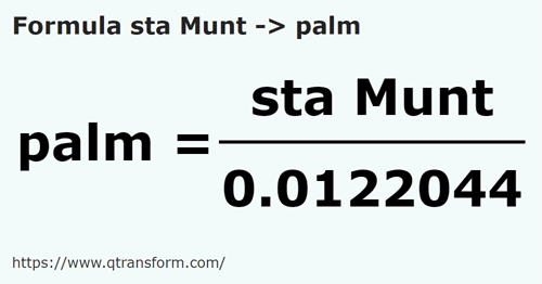 formule Stânjeni (Muntenië) naar Handbreedte - sta Munt naar palm