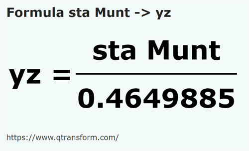 formule Stânjeni (Munténie) en Yards - sta Munt en yz