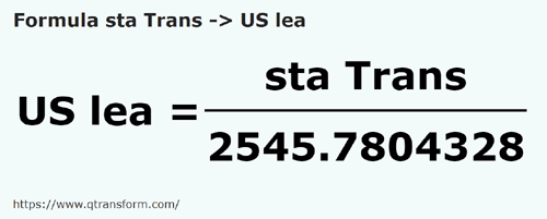 umrechnungsformel Stânjeni (Transilvania) in Amerikanische leugen - sta Trans in US lea
