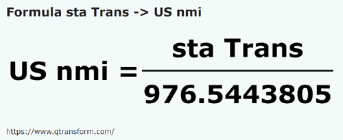umrechnungsformel Stânjeni (Transilvania) in Amerikanische Seemeilen - sta Trans in US nmi