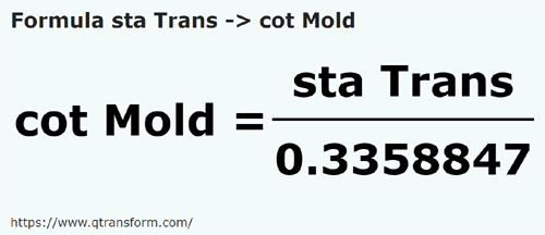 formula Станжен (Трансильвания) в локоть (Молдова - sta Trans в cot Mold