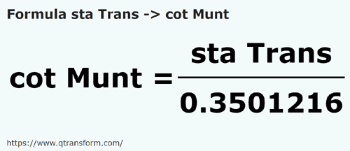 formula Stânjeni (Transilvania) em Côvados (Muntenia) - sta Trans em cot Munt