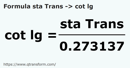 formula Stânjeni (Transylvania) kepada Hasta yang panjang - sta Trans kepada cot lg