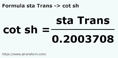 formula Stânjeni (Transilvania) em Côvados curtos - sta Trans em cot sh
