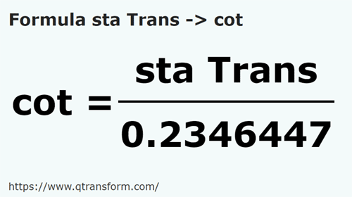 formula Stânjeni (Transilvania) em Côvados - sta Trans em cot
